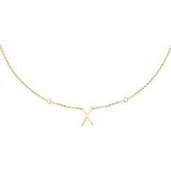 AGATHA FR Collier Mi-long LETTRE X - Cristal / Doré