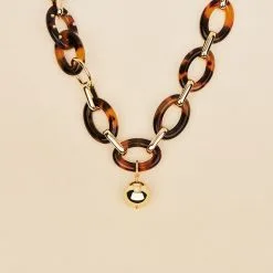 AGATHA FR Collier Mi-long BOUCLE - Ecaille / Doré