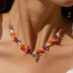 AGATHA FR Collier Ras Du Cou RODEO - Multicolore / Doré -Anneau Soldes 02680190 256 TU M1