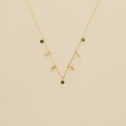 AGATHA FR Collier Ras Du Cou LUCKY EYE - Vert / Doré