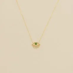 AGATHA FR Collier Mi-long LUCKY EYE - Vert / Doré