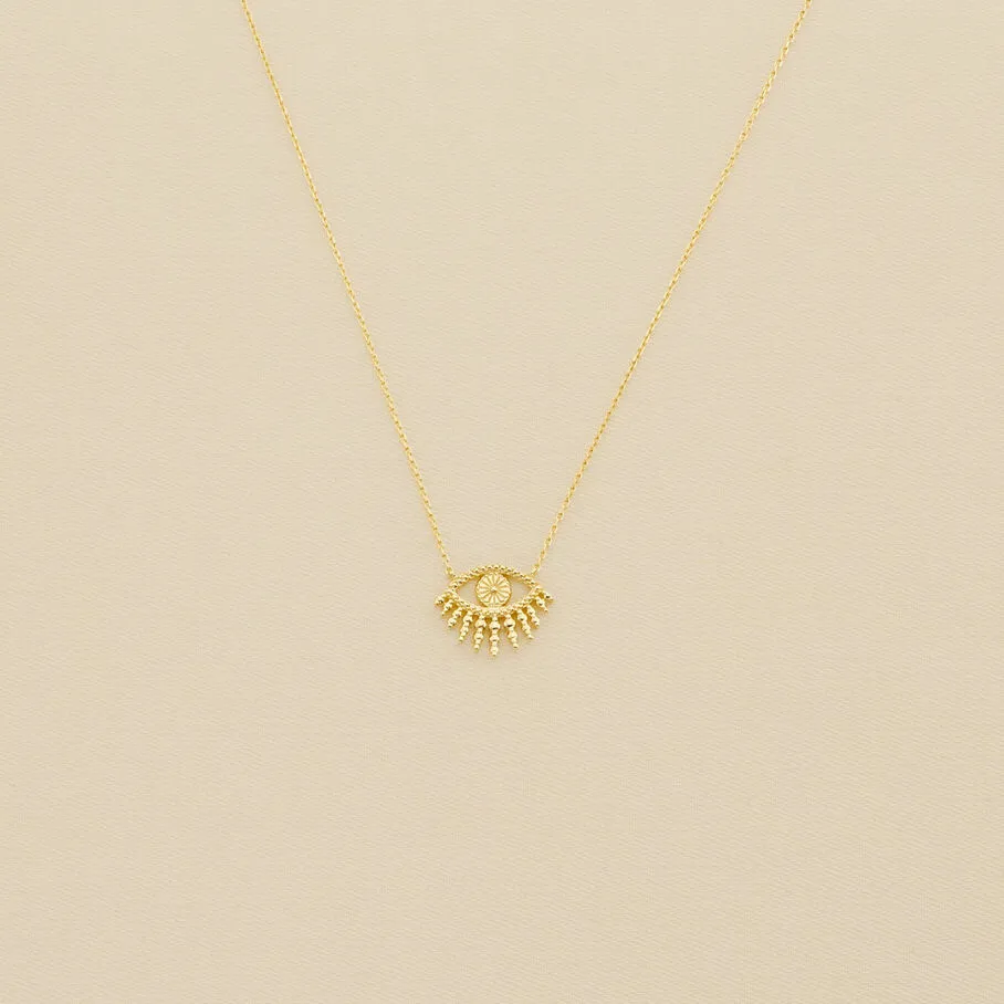 AGATHA FR Collier Mi-long LUCKY EYE - Vert / Doré 4 AGATHA FR Collier Mi-long LUCKY EYE - Vert / Doré – Image 2