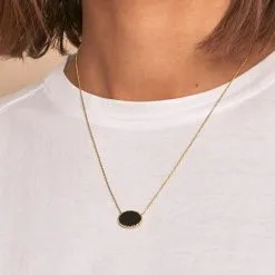 AGATHA FR Collier Mi-long ATMA - Onyx/ Vert -Anneau Soldes 02690140 513 TU M1